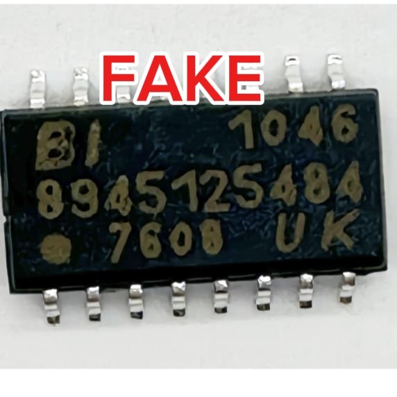 Chip falso remarcado — comparación con original